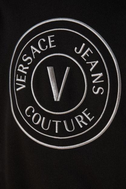 Sweat à capuche Versace Jeans en coton noir avec logo