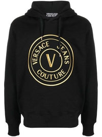 Felpa con cappuccio e logo Versace Jeans in cotone nero