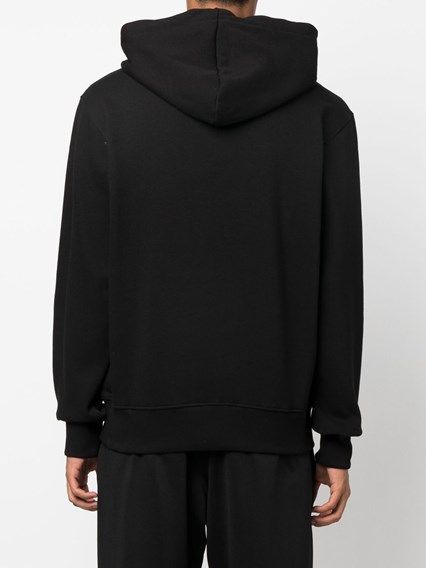 Felpa con cappuccio e logo Versace Jeans in cotone nero