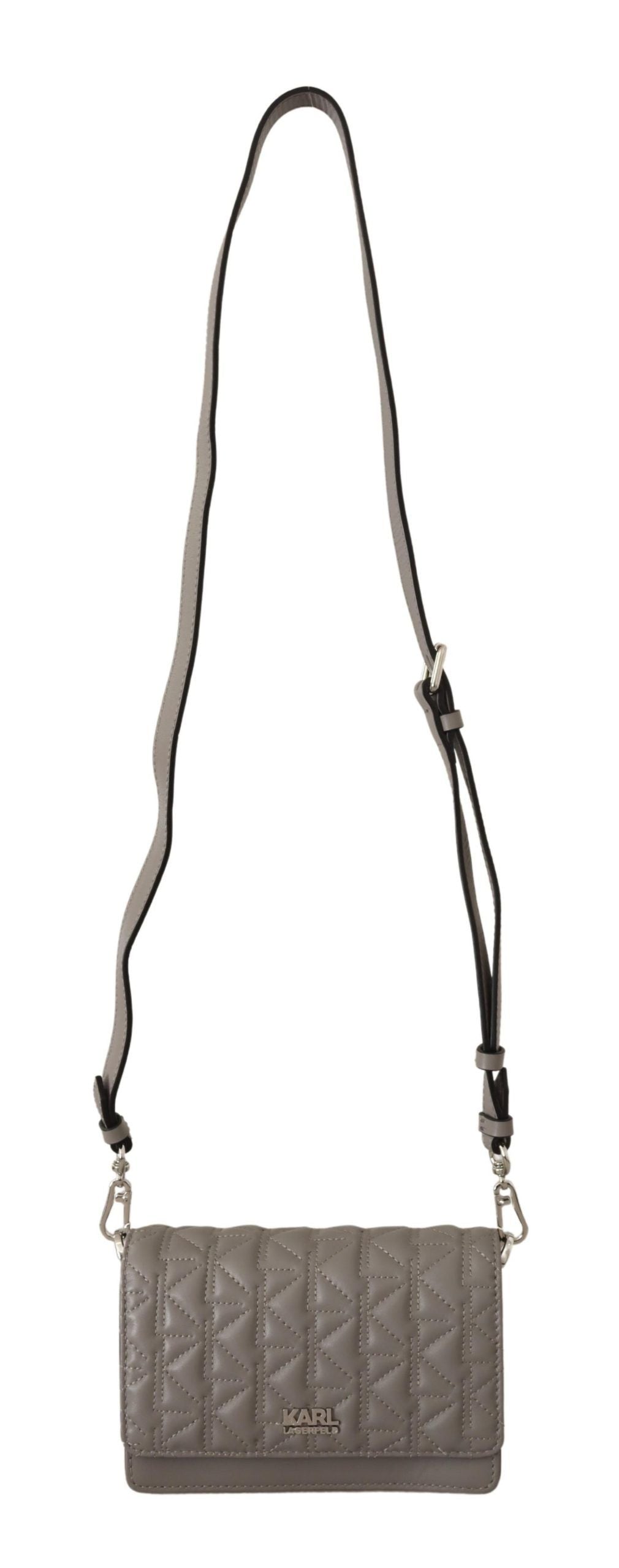 Sac bandoulière en cuir gris clair Karl Lagerfeld
