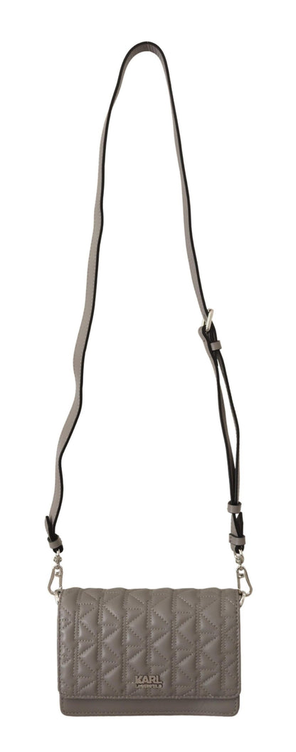 Sac bandoulière en cuir gris clair Karl Lagerfeld