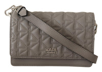 Sac bandoulière en cuir gris clair Karl Lagerfeld