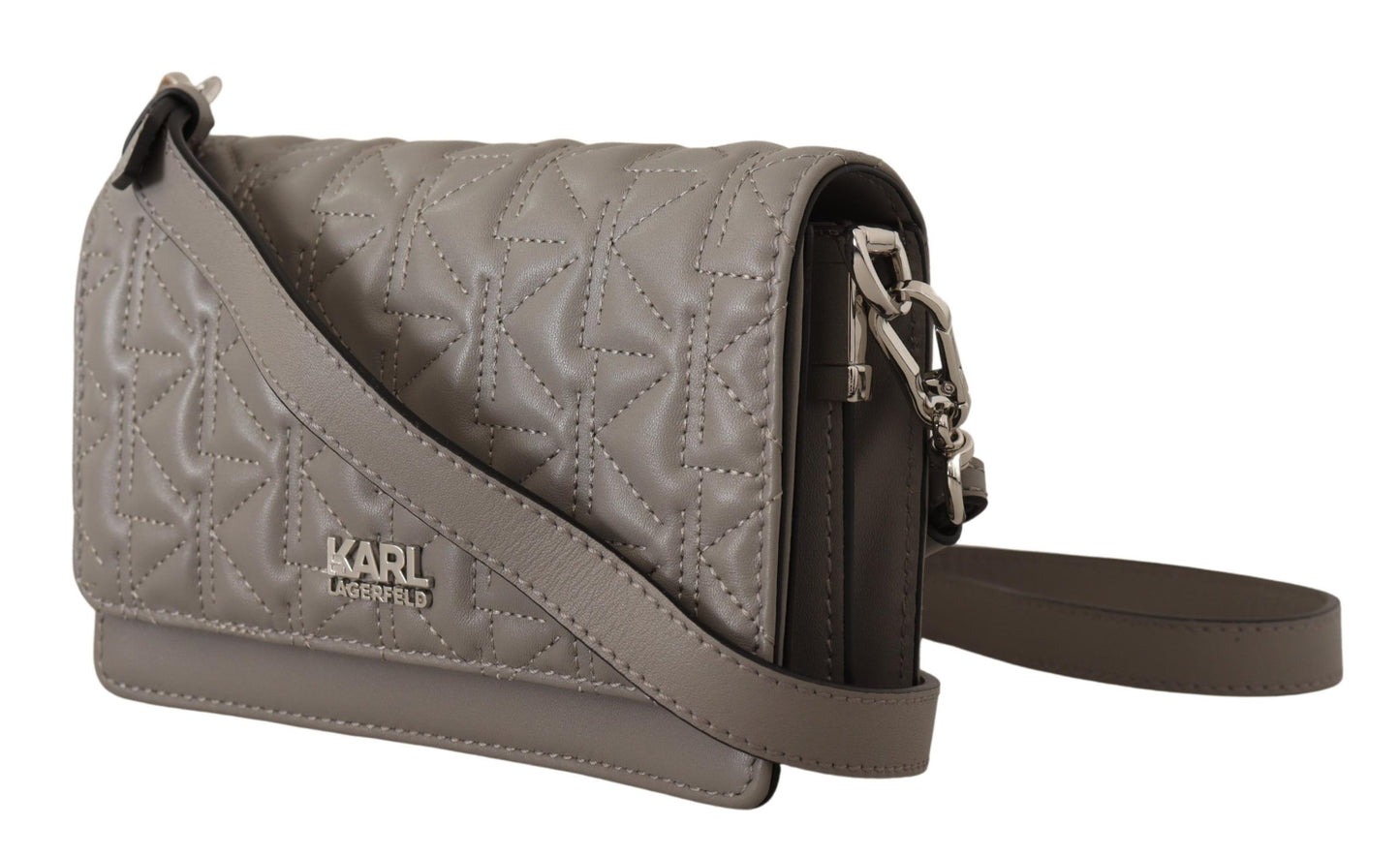 Sac bandoulière en cuir gris clair Karl Lagerfeld