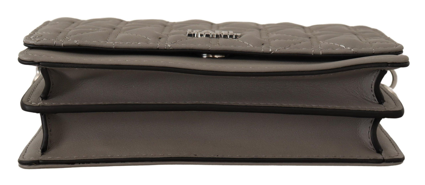 Sac bandoulière en cuir gris clair Karl Lagerfeld