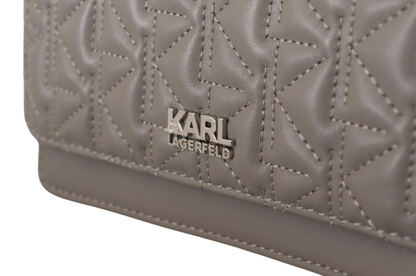 Sac bandoulière en cuir gris clair Karl Lagerfeld