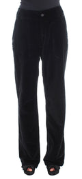 Ermanno Scervino Pantalon droit en coton velours noir