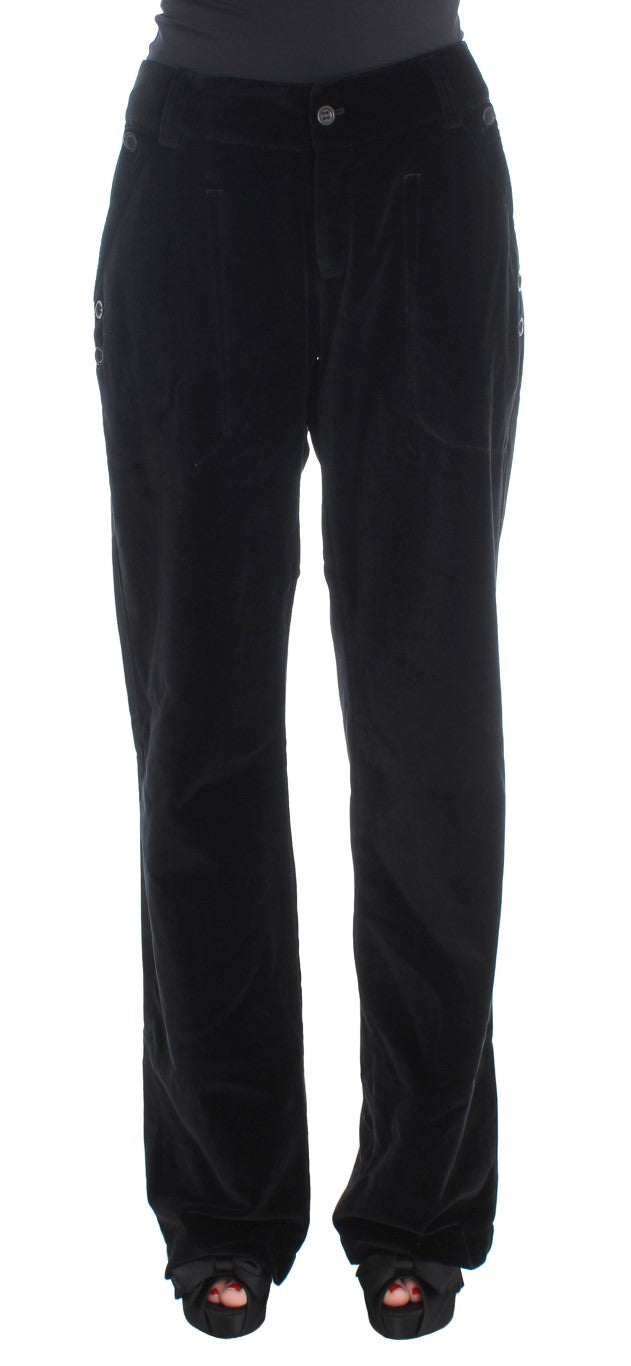 Ermanno Scervino Pantalon droit en coton velours noir
