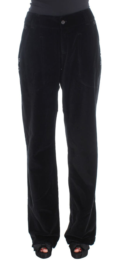 Ermanno Scervino Pantalon droit en coton velours noir