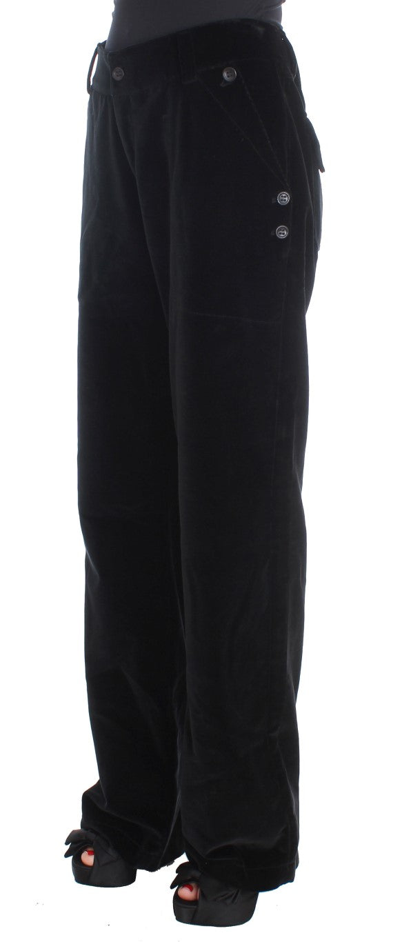 Ermanno Scervino Pantalon droit en coton velours noir