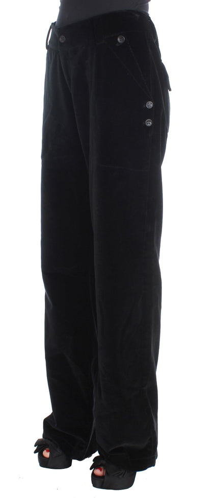Ermanno Scervino Pantalon droit en coton velours noir