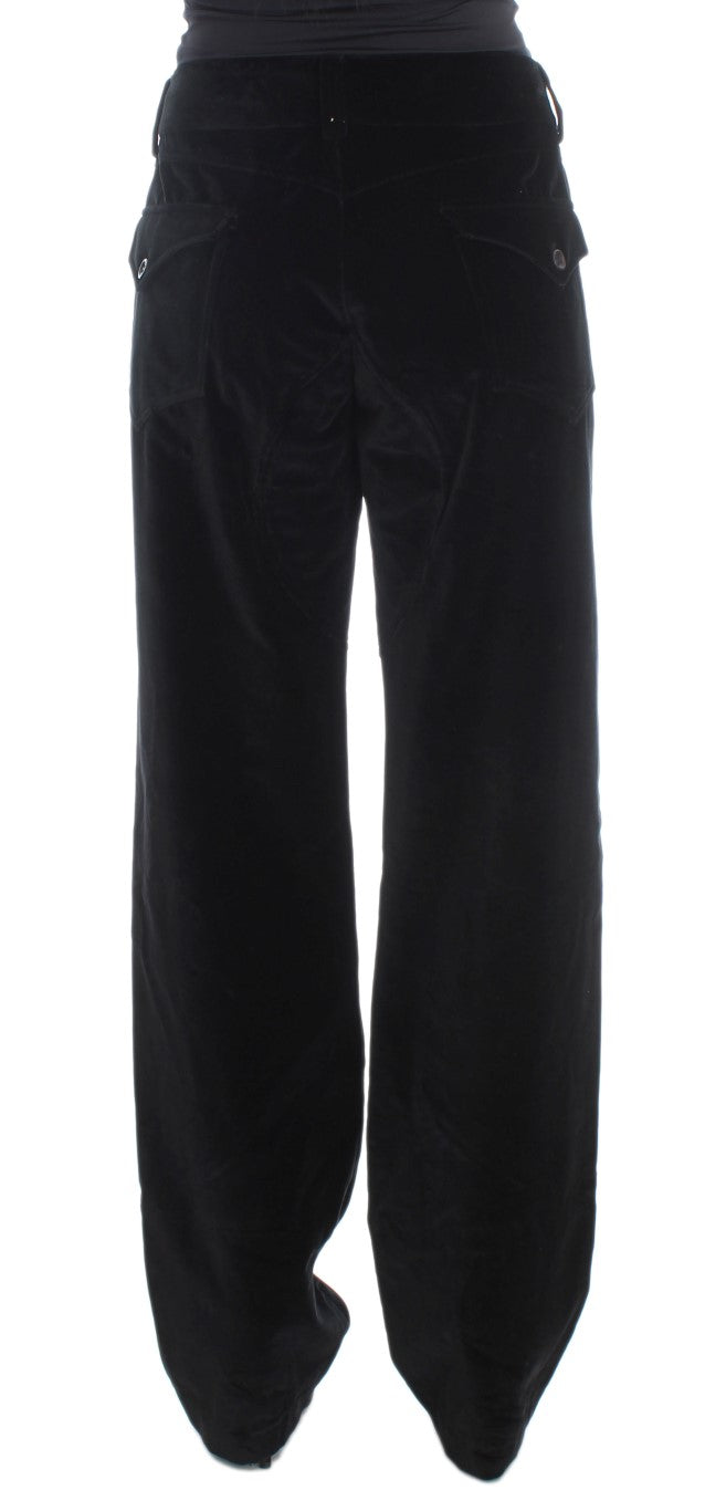 Ermanno Scervino Pantalon droit en coton velours noir