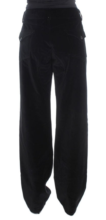 Ermanno Scervino Pantalon droit en coton velours noir