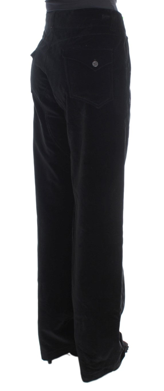 Ermanno Scervino Pantalon droit en coton velours noir
