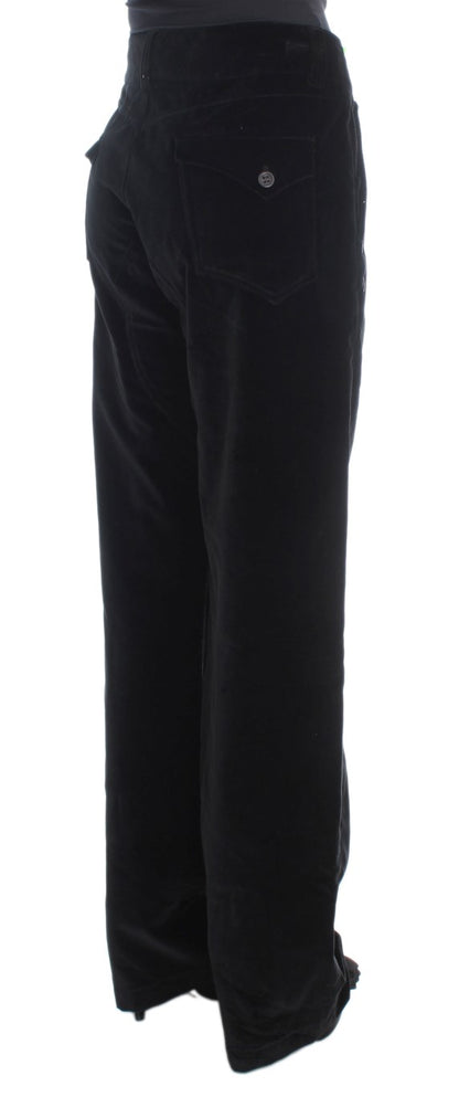 Ermanno Scervino Pantalon droit en coton velours noir