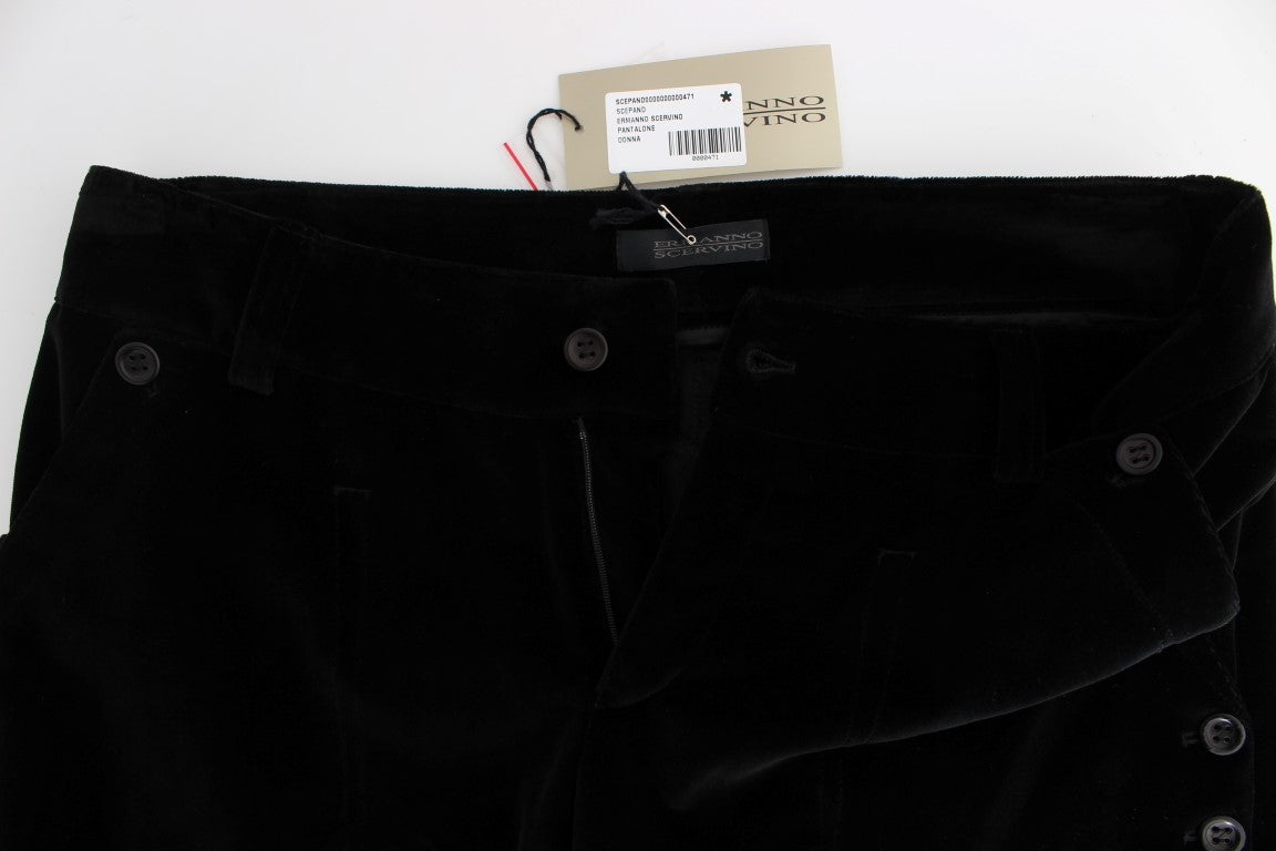 Ermanno Scervino Pantalon droit en coton velours noir