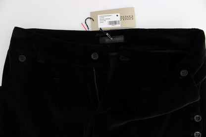 Ermanno Scervino Pantalon droit en coton velours noir