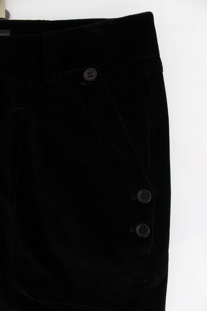 Ermanno Scervino Pantalon droit en coton velours noir