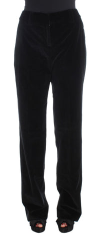 Ermanno Scervino Pantaloni a gamba dritta in cotone velluto nero