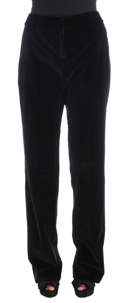 Ermanno Scervino Pantaloni a gamba dritta in cotone velluto nero
