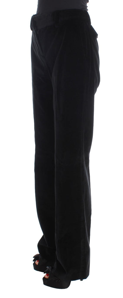Ermanno Scervino Pantaloni a gamba dritta in cotone velluto nero