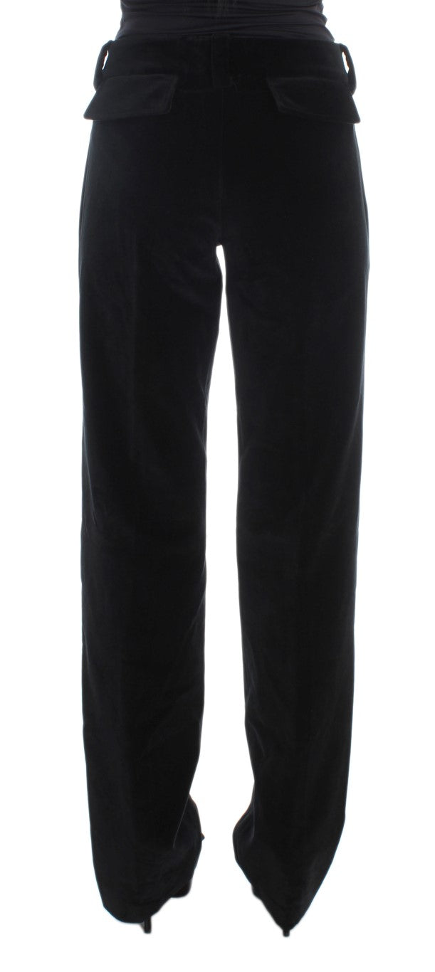 Ermanno Scervino Pantaloni a gamba dritta in cotone velluto nero