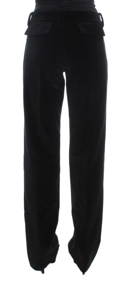 Ermanno Scervino Pantaloni a gamba dritta in cotone velluto nero