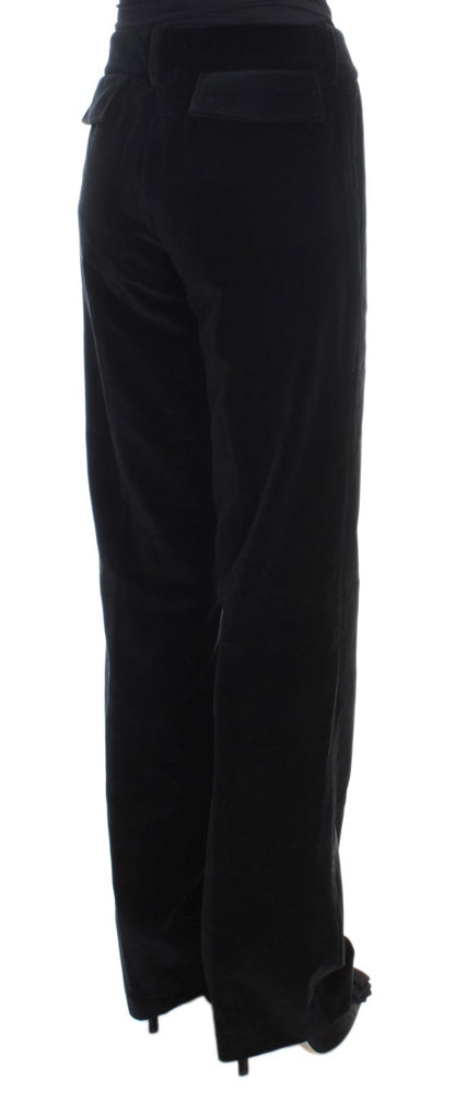 Ermanno Scervino Pantaloni a gamba dritta in cotone velluto nero