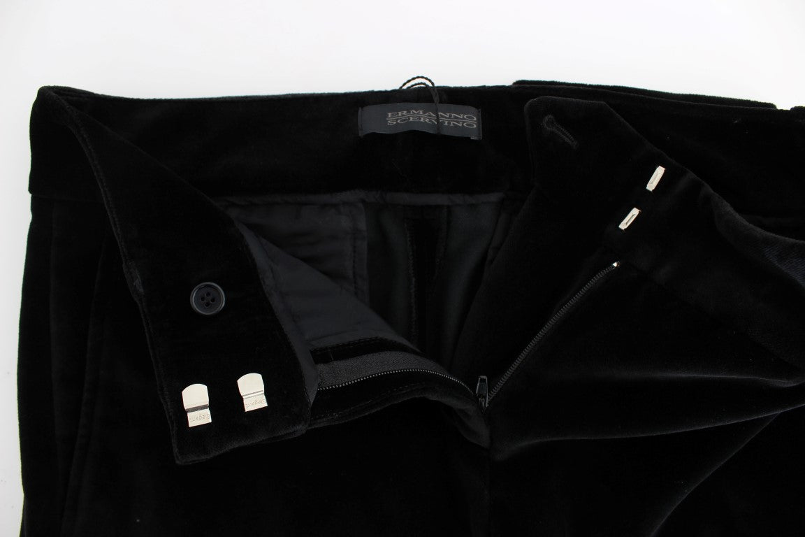 Ermanno Scervino Pantaloni a gamba dritta in cotone velluto nero