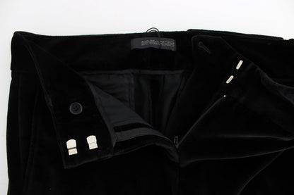 Ermanno Scervino Pantaloni a gamba dritta in cotone velluto nero