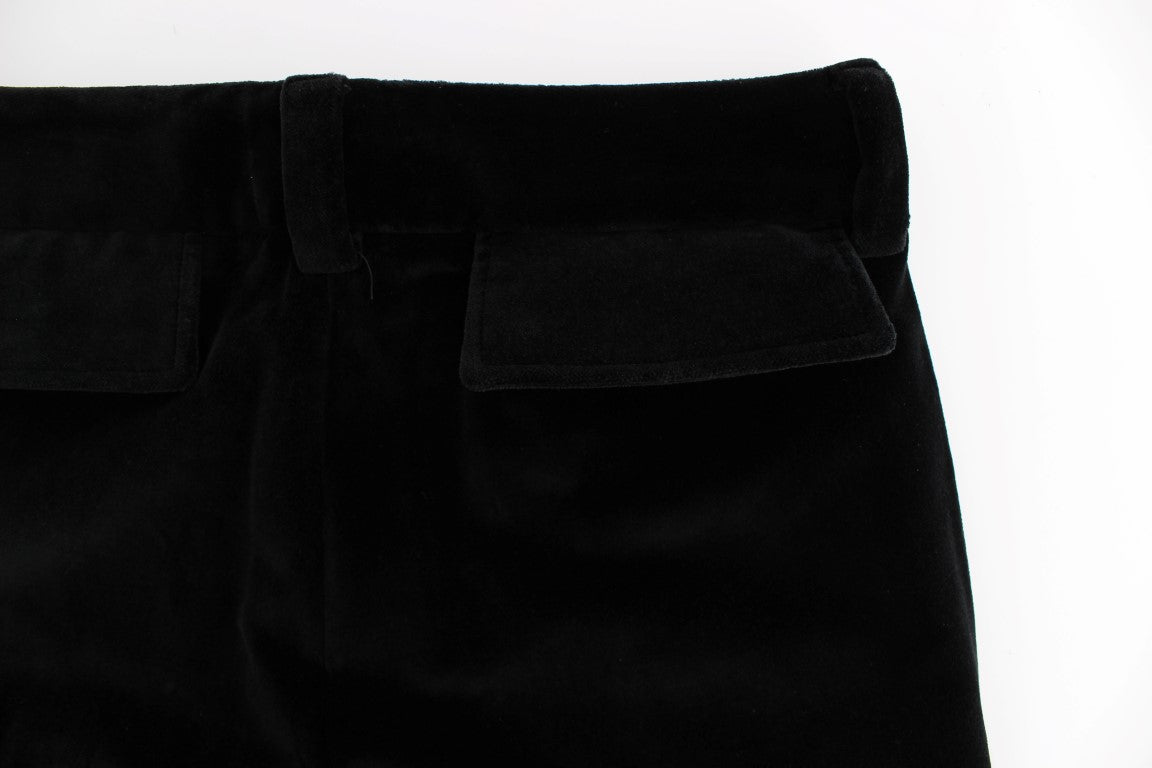 Ermanno Scervino Pantaloni a gamba dritta in cotone velluto nero