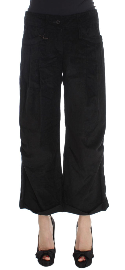 Ermanno Scervino Pantaloni Capri Bootcut in cotone e velluto nero