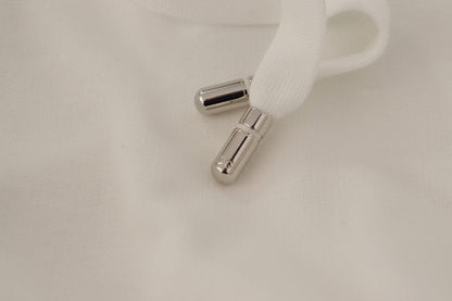 Dolce & Gabbana White Hoodie Pullover Embroidered Sweater