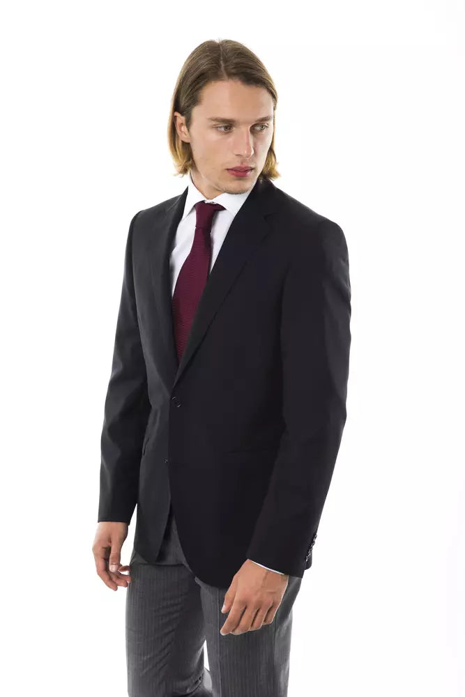 Uominitaliani Zwart Wollen Herenblazer