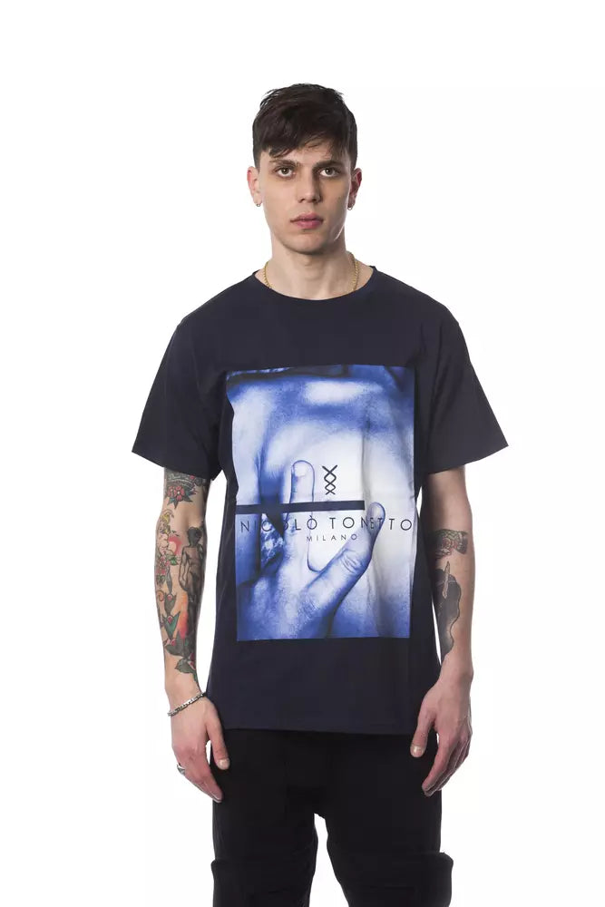 Maglietta da uomo in cotone blu Nicolò Tonetto