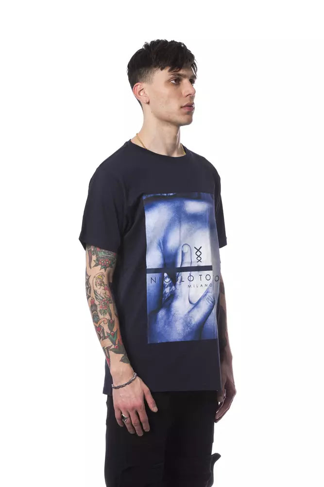 Maglietta da uomo in cotone blu Nicolò Tonetto