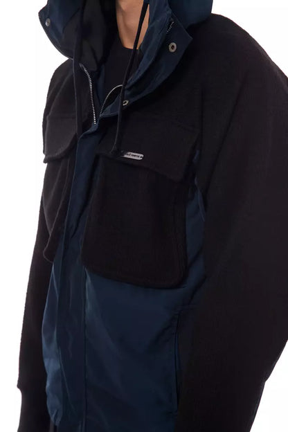 Giacca da uomo in lana nera con cappuccio e tasche Nicolo Tonetto