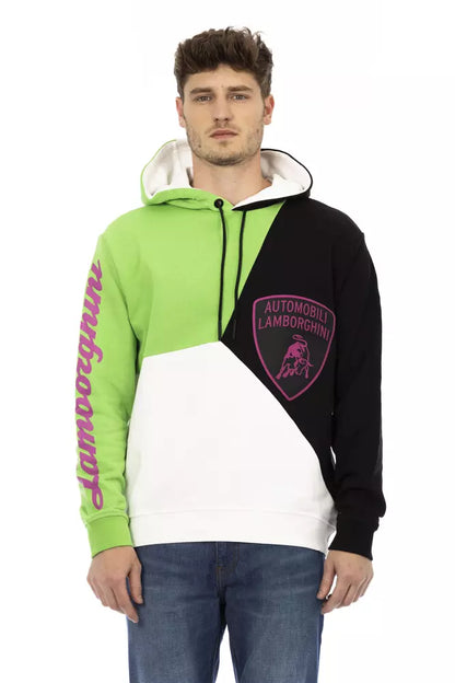Pull homme en coton blanc à capuche Automobili Lamborghini