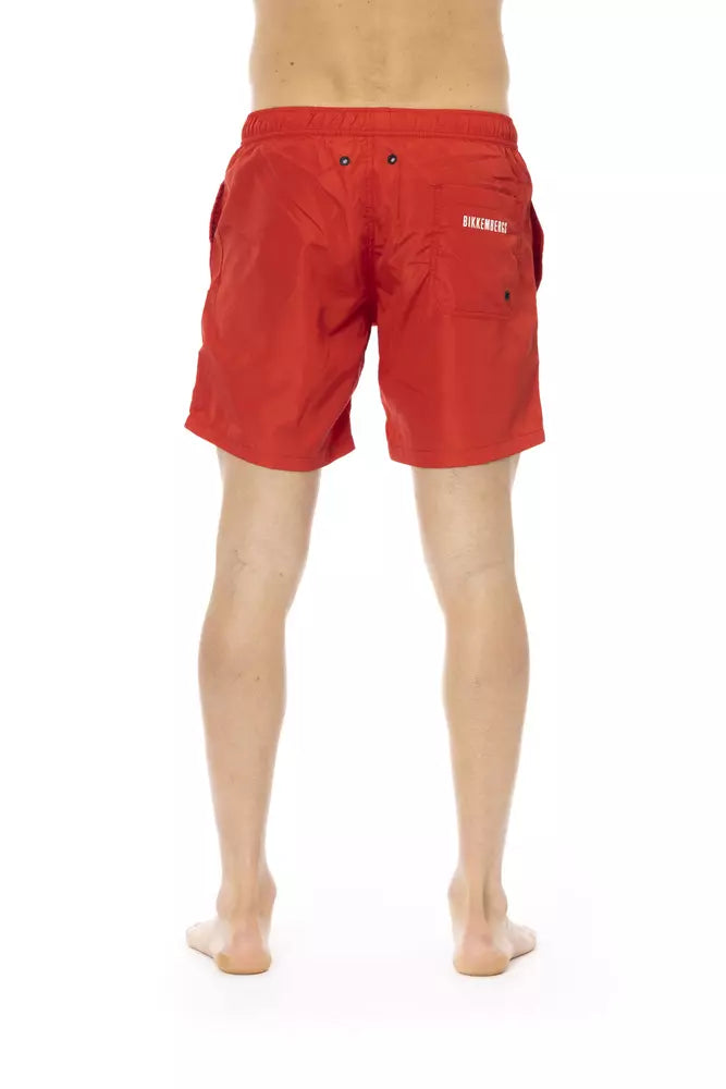 Bikkembergs Short de bain rouge en polyester pour homme