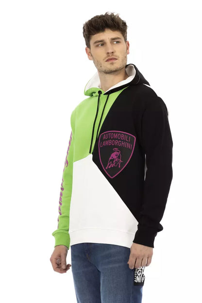 Pull homme en coton blanc à capuche Automobili Lamborghini