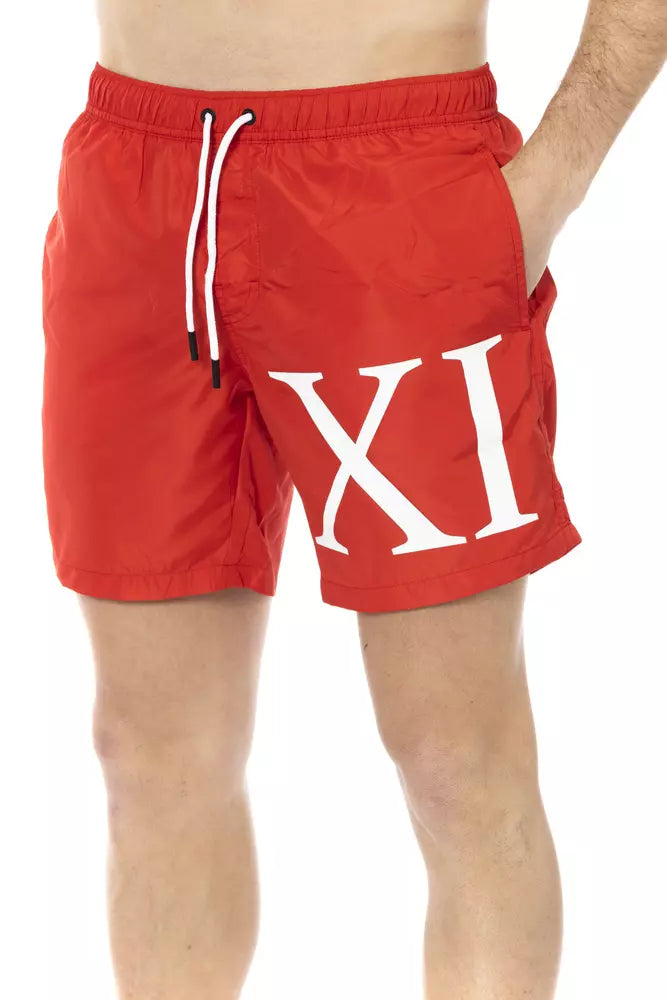 Bikkembergs Short de bain rouge en polyester pour homme