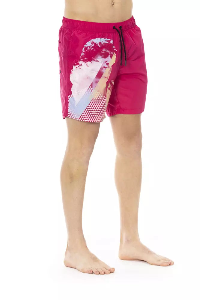 Bikkembergs Pantaloncini da bagno da uomo in poliestere fucsia