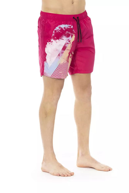 Bikkembergs Pantaloncini da bagno da uomo in poliestere fucsia