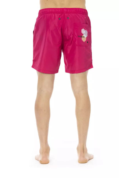 Bikkembergs Pantaloncini da bagno da uomo in poliestere fucsia