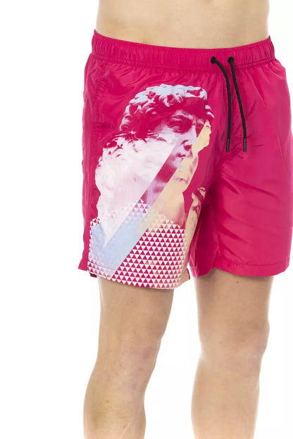Bikkembergs Pantaloncini da bagno da uomo in poliestere fucsia
