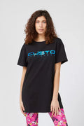T-shirt femme en coton bleu Barcelone Custo