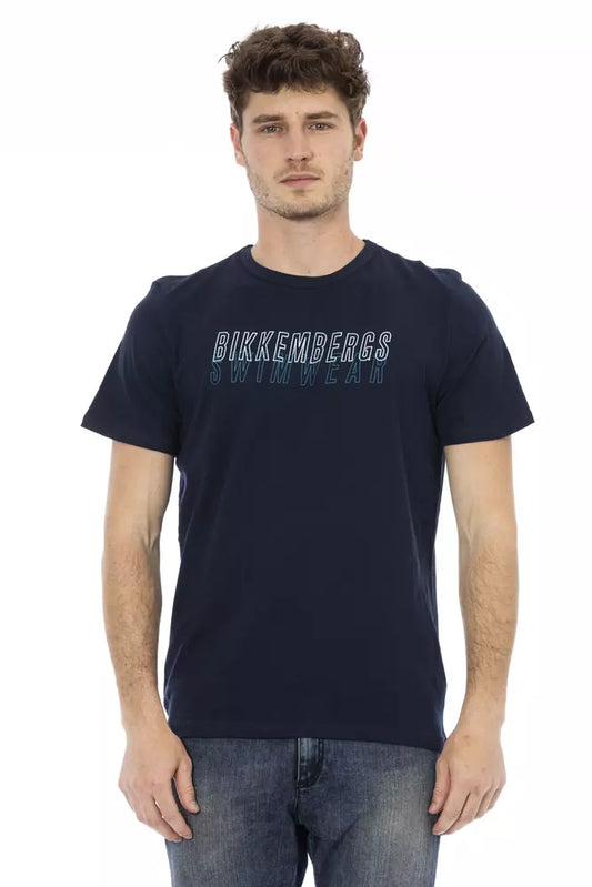 T-shirt da uomo in cotone blu Bikkembergs