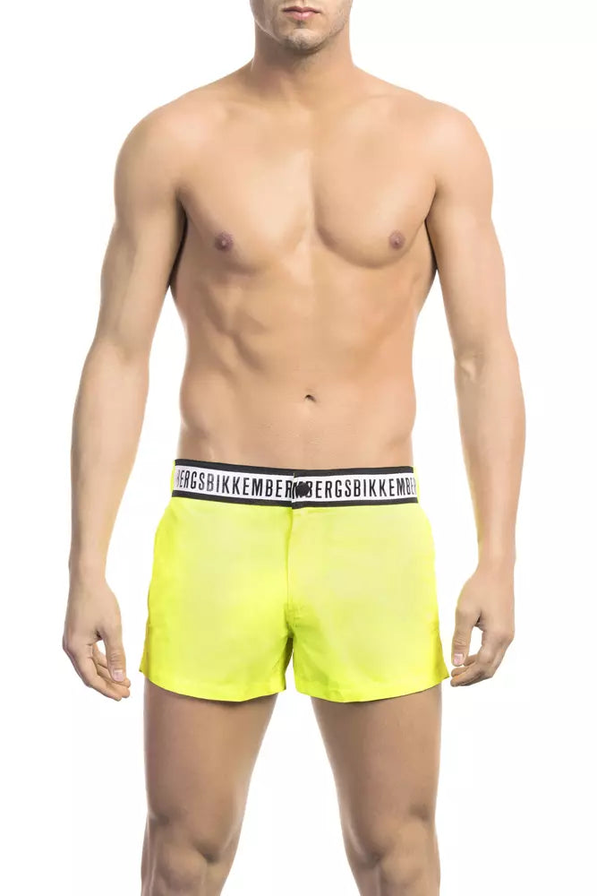 Bikkembergs Pantaloncini da bagno da uomo in poliammide giallo