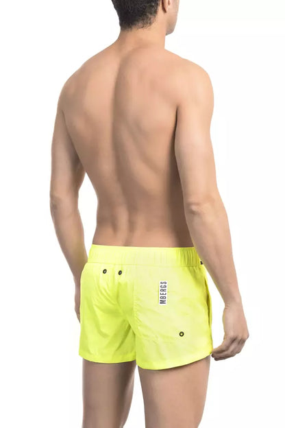 Bikkembergs Pantaloncini da bagno da uomo in poliammide giallo