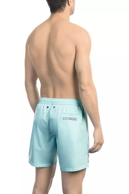 Bikkembergs Pantaloncini da bagno da uomo in poliestere azzurro
