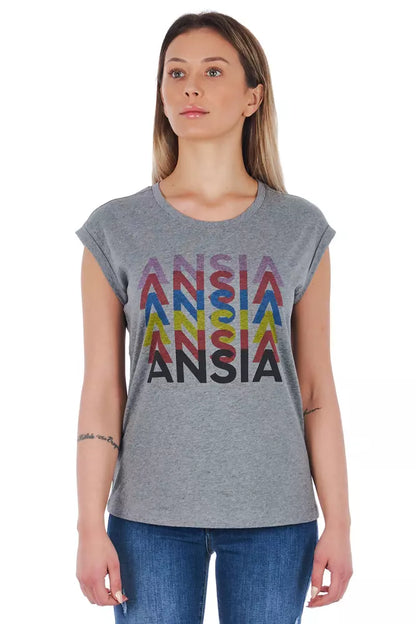 T-shirt Frankie Morello gris en coton pour femme